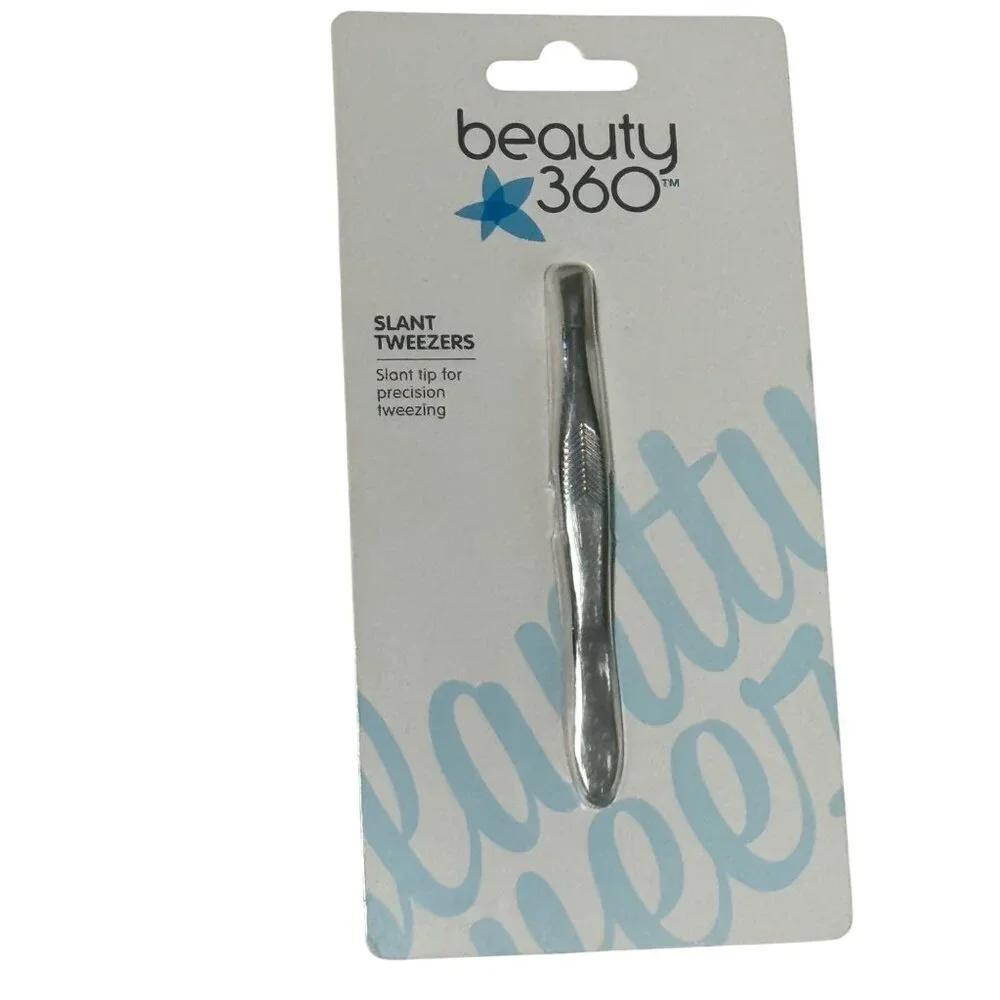 Beauty 360 Slant Tip Tweezers For Precision Hair Removal stainless steel‎ new.
